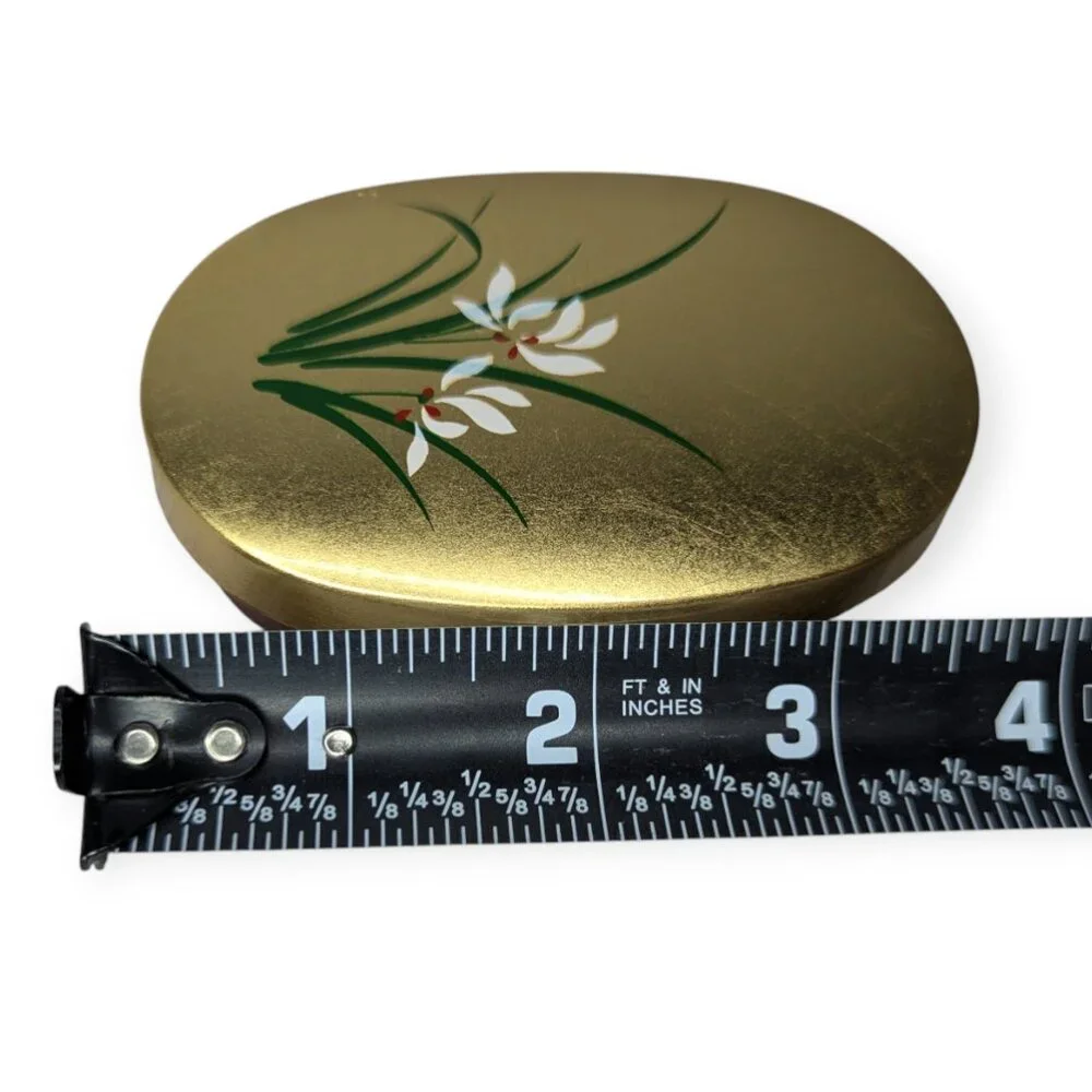 Japanese Gold Leaf Crafts Ran with Toothpick Western Gold Leaf Trinket Box NWT